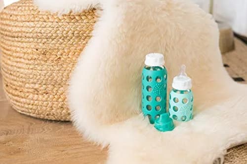 Lifefactory 9oz Glass Baby Bottle with Cap, Kale | Leakproof, BPA-Free, Dishwasher Safe thumbnail 2
