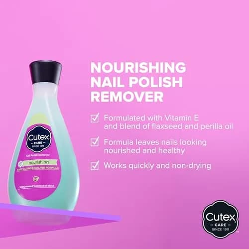 Cutex Nourishing Nail Polish Remover 200ml (6.76 Fl Oz) | Vitamin E & Apricot Oil Enriched thumbnail 2