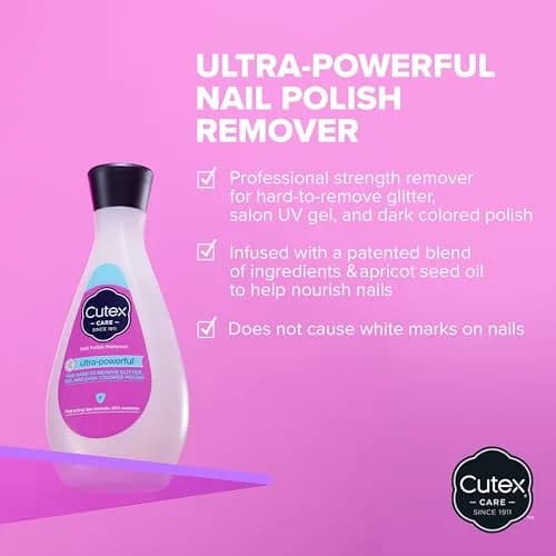 Cutex Ultra-Powerful Gel Nail Polish Remover 200ml (6.76 Fl Oz) | Removes Glitter & Dark Colors, Paraben Free thumbnail 2