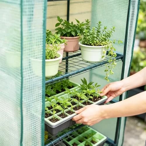 Worth Garden 4 Tier Mini Greenhouse 160cm (63") H x 68cm (27") L x 48cm (19") W | Sturdy Portable Gardening Shelves with PVC Cover thumbnail 4