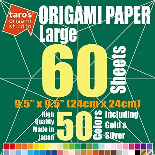 Taro's Origami Studio Large 9.5 Inch (24 cm) 50 Colors 60 Sheets Square Origami Paper | Authentic Japanese Kami thumbnail 2