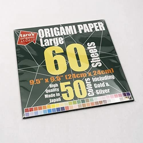 Taro's Origami Studio Large 9.5 Inch (24 cm) 50 Colors 60 Sheets Square Origami Paper | Authentic Japanese Kami thumbnail 3