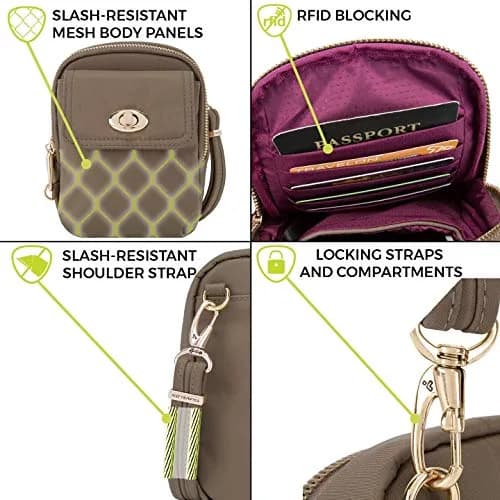 Travelon Anti-Theft Tailored Crossbody Phone Pouch Onyx | Stadium Approved Security for Essentials thumbnail 6