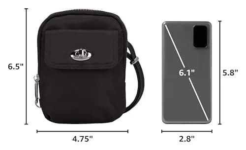 Travelon Anti-Theft Tailored Crossbody Phone Pouch Onyx | Stadium Approved Security for Essentials thumbnail 3