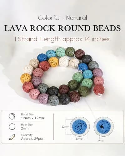 SUNYIK 12mm Colorful Lava Rock Beads 14" Strand | Essential Oil Diffuser & Jewelry Craft thumbnail 2
