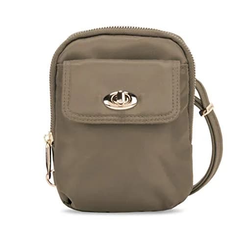 Travelon Anti-Theft Tailored Crossbody Phone Pouch Sable | Stadium Approved, RFID Blocking, Locking Zippers thumbnail 1
