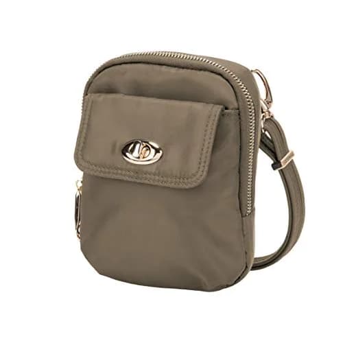 Travelon Anti-Theft Tailored Crossbody Phone Pouch Sable | Stadium Approved, RFID Blocking, Locking Zippers thumbnail 9