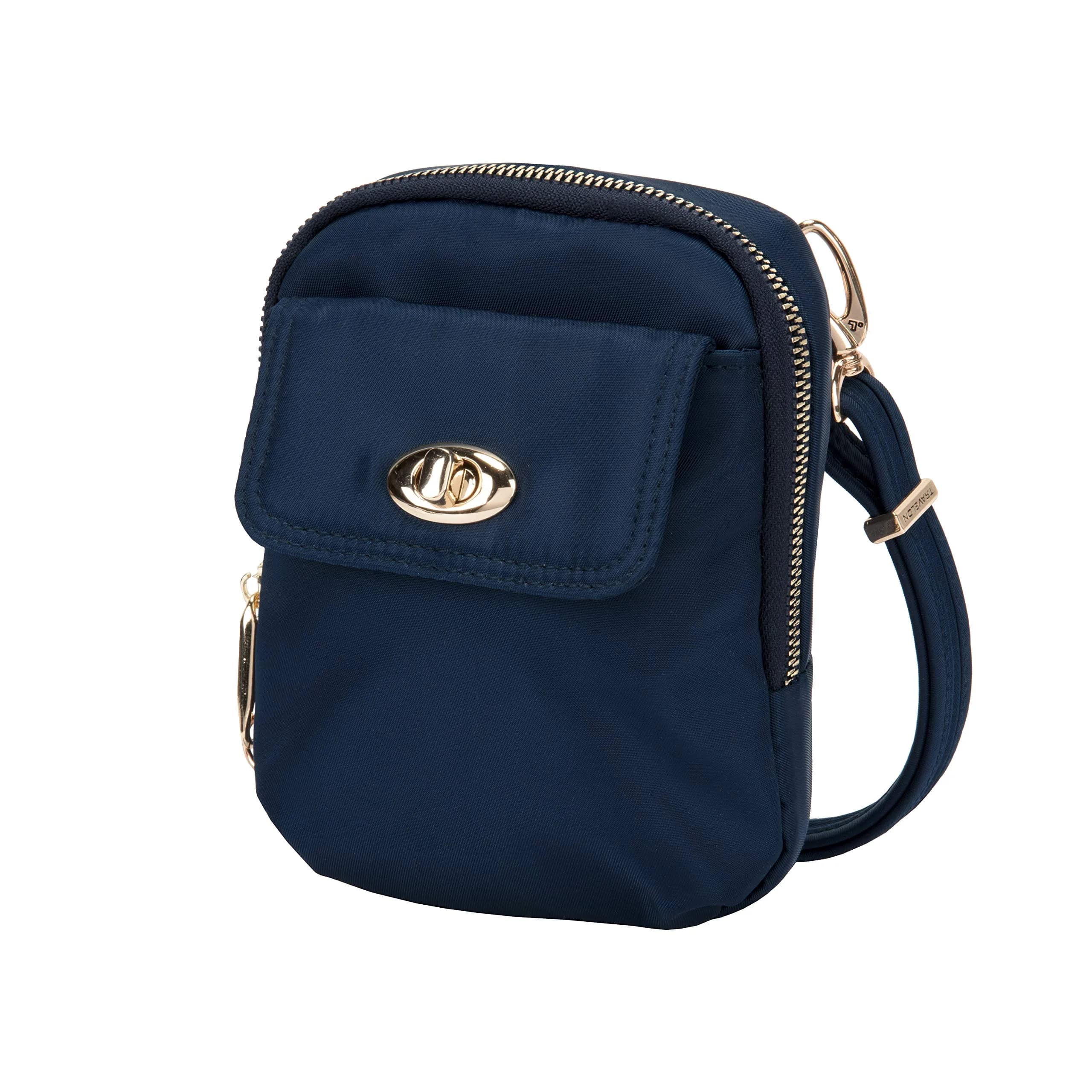 Travelon Anti-Theft Tailored Crossbody Phone Pouch Sapphire | 19.05cm (7.5") W x 16.51cm (6.5") H x 5.08cm (2") D - view 6