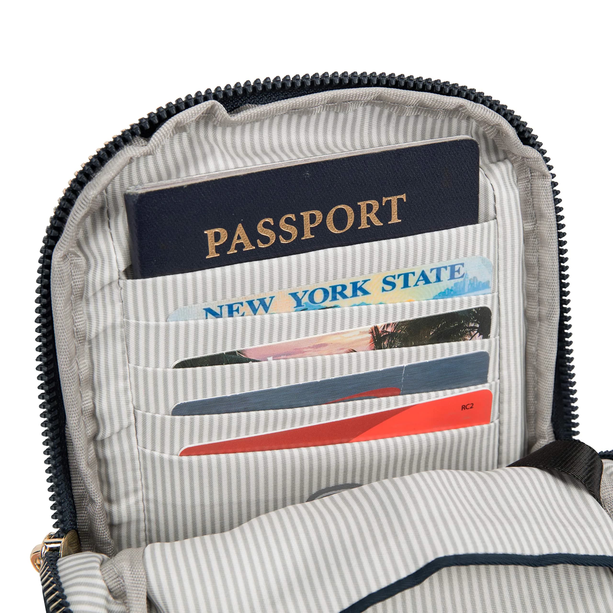 Travelon Anti-Theft Tailored Crossbody Phone Pouch Sapphire | 19.05cm (7.5") W x 16.51cm (6.5") H x 5.08cm (2") D - view 9