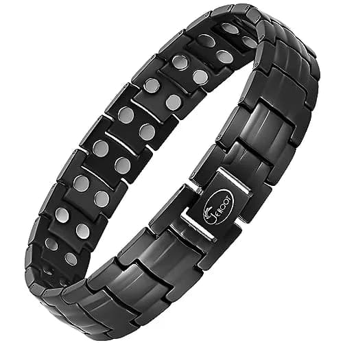 JEROOT Black Magnetic Bracelet for Men | Pure Titanium with 44 x 3500 Gauss Magnets thumbnail 1