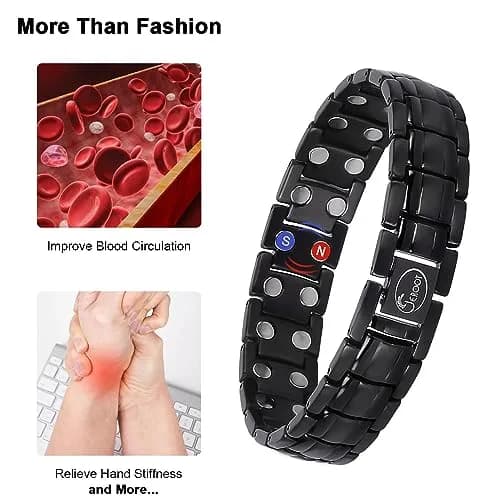JEROOT Black Magnetic Bracelet for Men | Pure Titanium with 44 x 3500 Gauss Magnets thumbnail 3