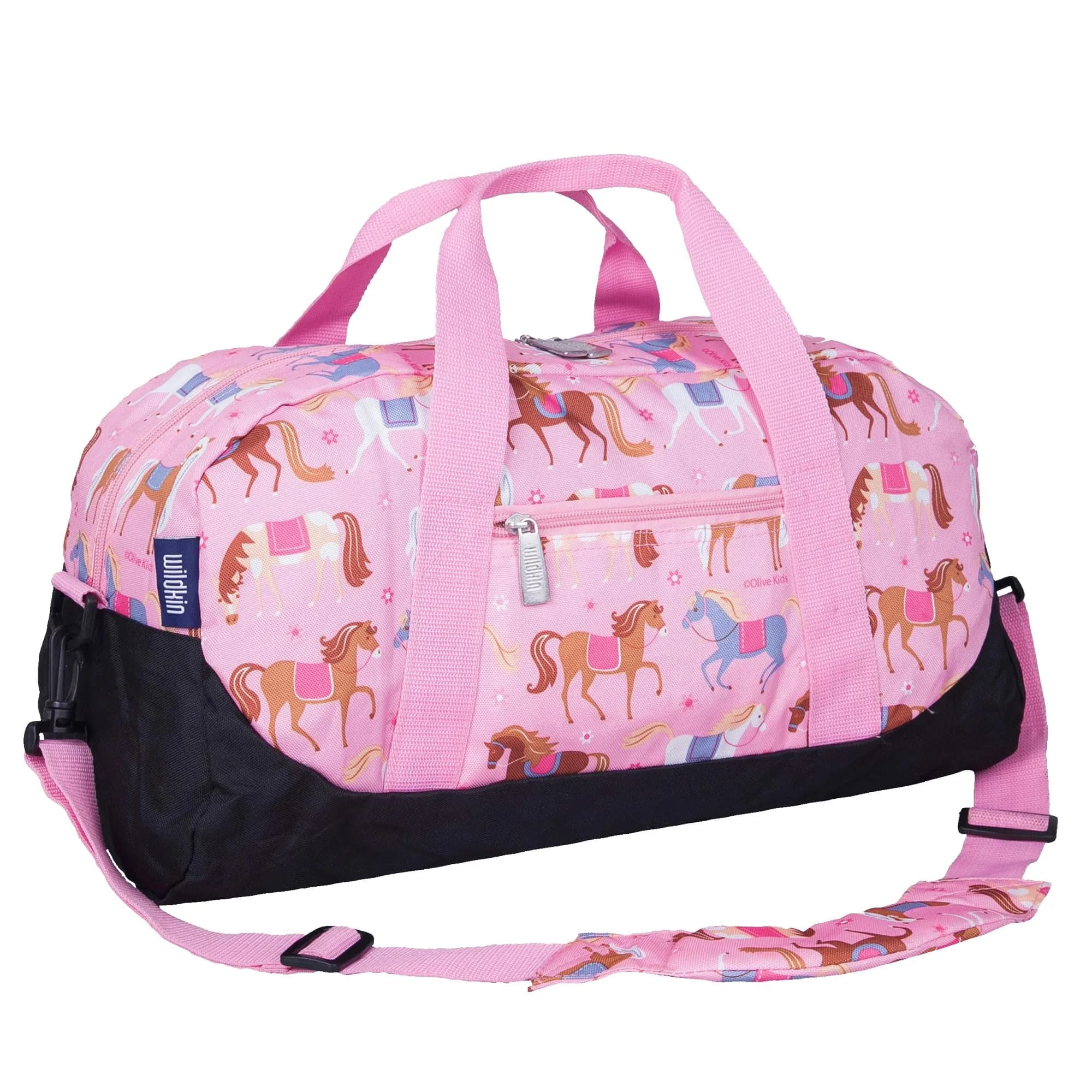Wildkin Overnighter Duffel Bag for Kids, Horses | Roomy 18 x 9 x 9 in, Polyester, Fully Lined, Removable Shoulder Strap