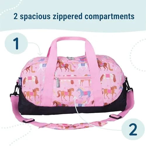 Wildkin Overnighter Duffel Bag for Kids, Horses | Roomy 18 x 9 x 9 in, Polyester, Fully Lined, Removable Shoulder Strap thumbnail 5