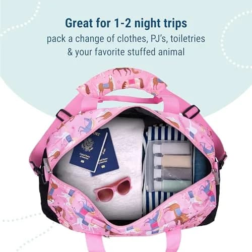 Wildkin Overnighter Duffel Bag for Kids, Horses | Roomy 18 x 9 x 9 in, Polyester, Fully Lined, Removable Shoulder Strap thumbnail 6