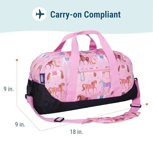 Wildkin Overnighter Duffel Bag for Kids, Horses | Roomy 18 x 9 x 9 in, Polyester, Fully Lined, Removable Shoulder Strap thumbnail 3