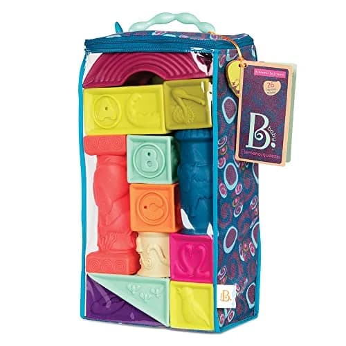 B. toys Elemenosqueeze Baby Blocks, 26 Soft Alphabet Building Blocks | Educational & Sensory Play for Ages 6 Months+ thumbnail 4
