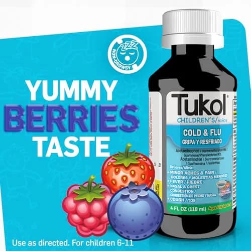 TUKOL Children's Cold & Flu Medicine Berry 4 Fl Oz | Fast Relief for Kids 6-11 thumbnail 5