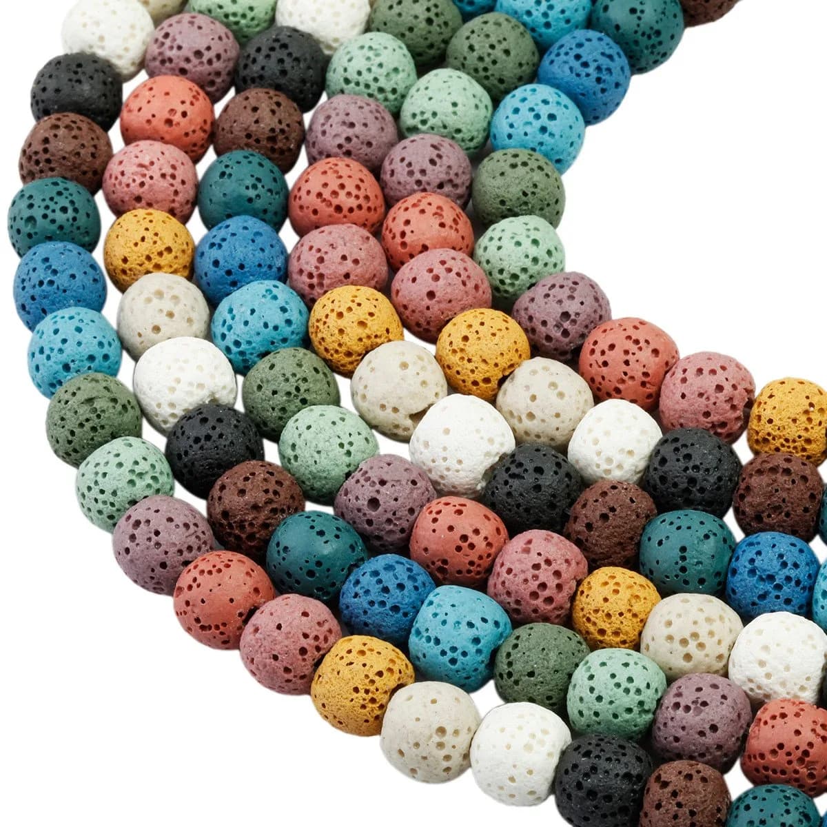 SUNYIK 10mm Colorful Lava Rock Beads 14" Strand | Essential Oil Diffuser & Jewelry Crafting — 1#-Rainbow