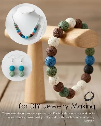 SUNYIK 10mm Colorful Lava Rock Beads 14" Strand | Essential Oil Diffuser & Jewelry Crafting thumbnail 4