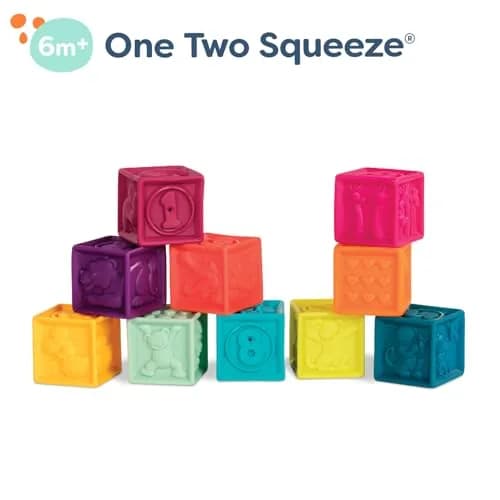 B. toys One Two Squeeze Soft Stacking Blocks 10-Piece Set | Educational Toy for Babies 6+ Months thumbnail 5
