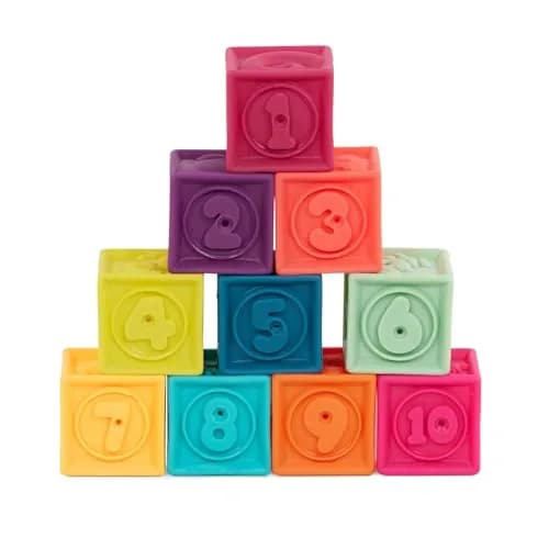 B. toys One Two Squeeze Soft Stacking Blocks 10-Piece Set | Educational Toy for Babies 6+ Months thumbnail 6