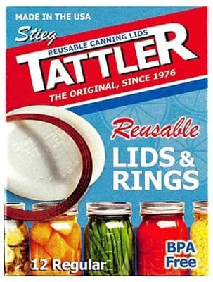 Tattler Regular Mouth Canning Lids with Rubber Rings 12 pk | Reusable, BPA-Free, Durable