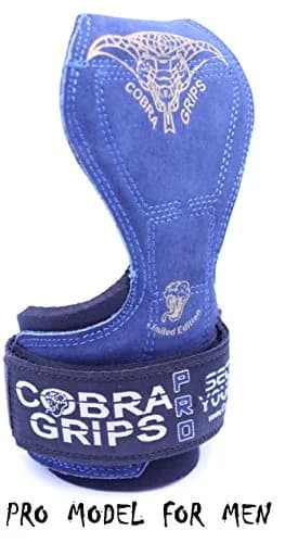 Cobra Grips PRO Weight Lifting Gloves with Wrist Wraps - 6mm Neoprene, Blue Leather | Patented Ergonomic Design for Deadlifts & Pull-ups thumbnail 7