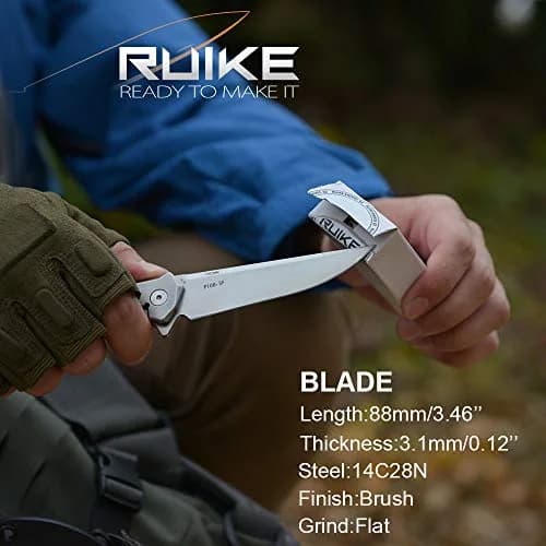 Ruike Tactical Pocket Knife for Men Folding Knife Frame Lock 14C28N Steel 3.5" | Compact Tactical Utility thumbnail 5