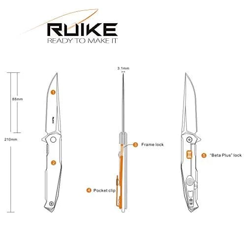 Ruike Tactical Pocket Knife for Men Folding Knife Frame Lock 14C28N Steel 3.5" | Compact Tactical Utility thumbnail 7