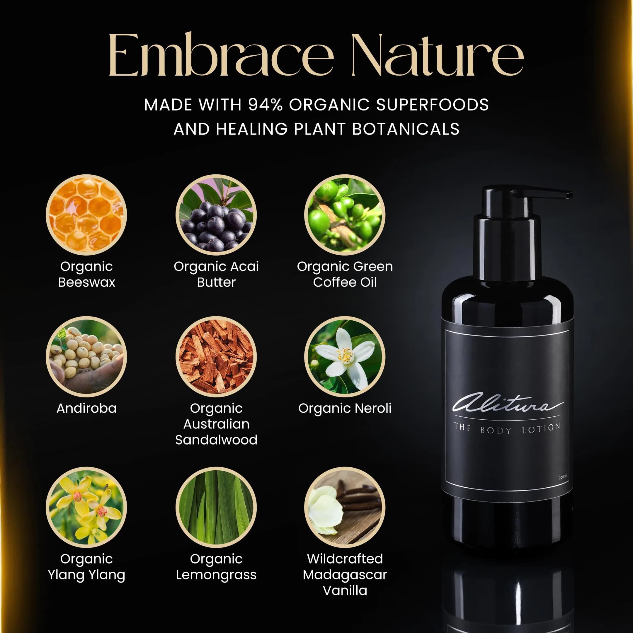 Alitura Organic Face and Body Lotion 200ml (6.8 Fl Oz) | Anti-Aging Moisturizer with Organic Olive Oil & Acai Butter - view 5