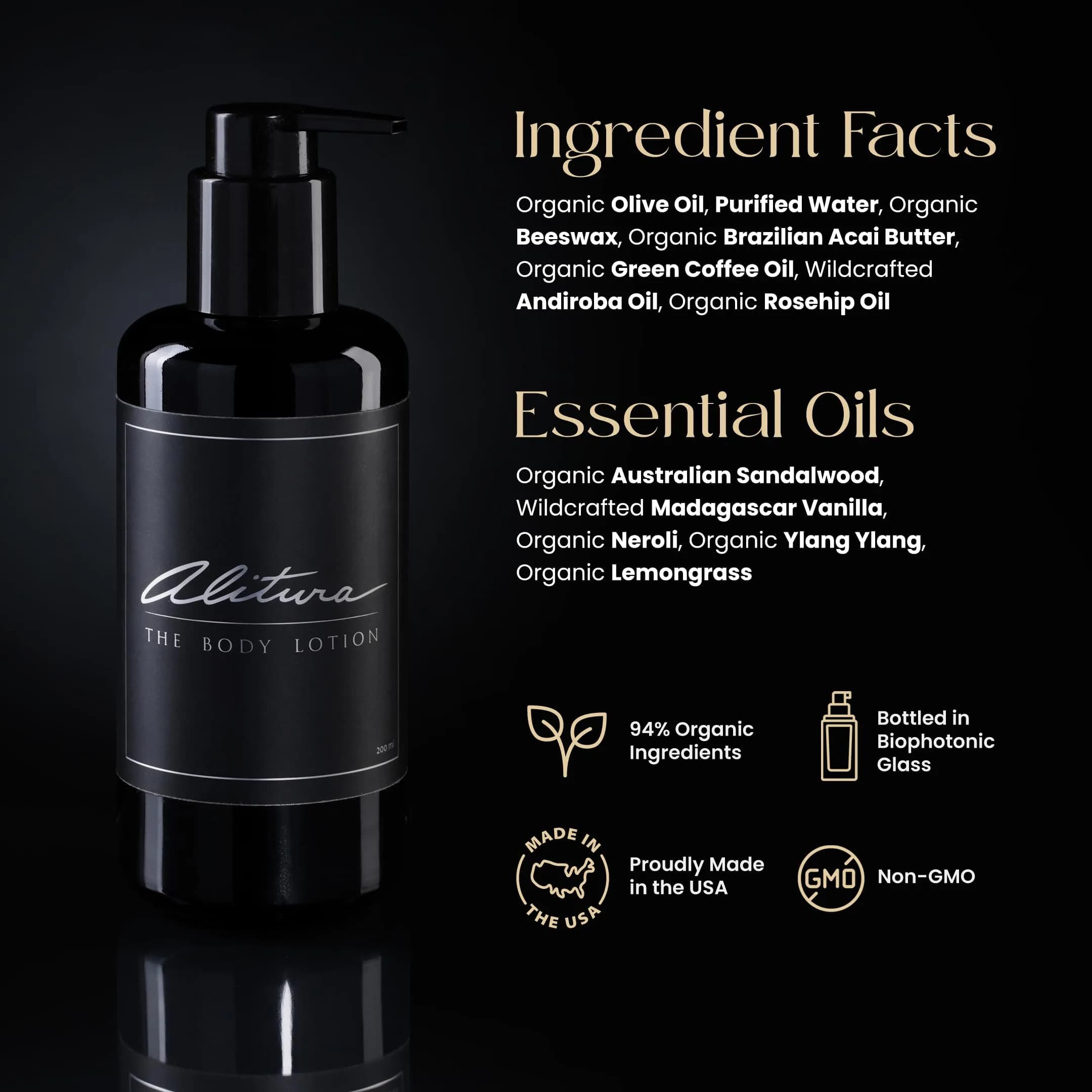Alitura Organic Face and Body Lotion 200ml (6.8 Fl Oz) | Anti-Aging Moisturizer with Organic Olive Oil & Acai Butter - view 2