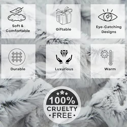 Tache Snowy Owl Chevron Faux Fur Sherpa Bed Blanket 90x90 | Ultra Soft & Warm thumbnail 5