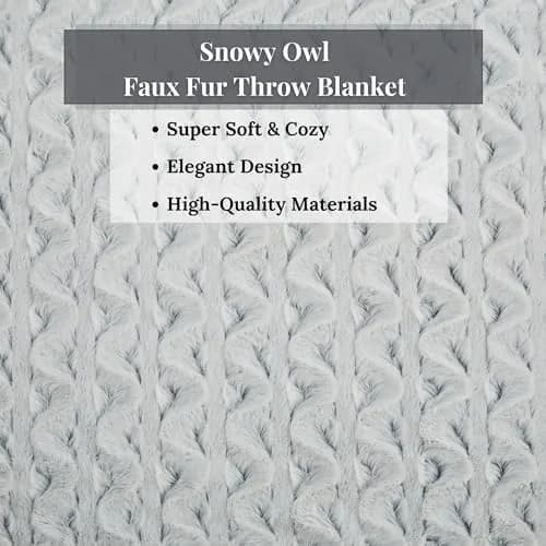 Tache Snowy Owl Chevron Faux Fur Sherpa Bed Blanket 90x90 | Ultra Soft & Warm thumbnail 6