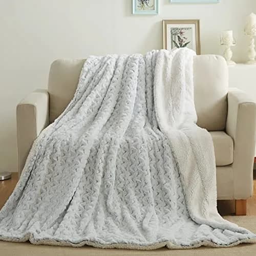 Tache Snowy Owl Chevron Faux Fur Sherpa Bed Blanket 90x90 | Ultra Soft & Warm thumbnail 9