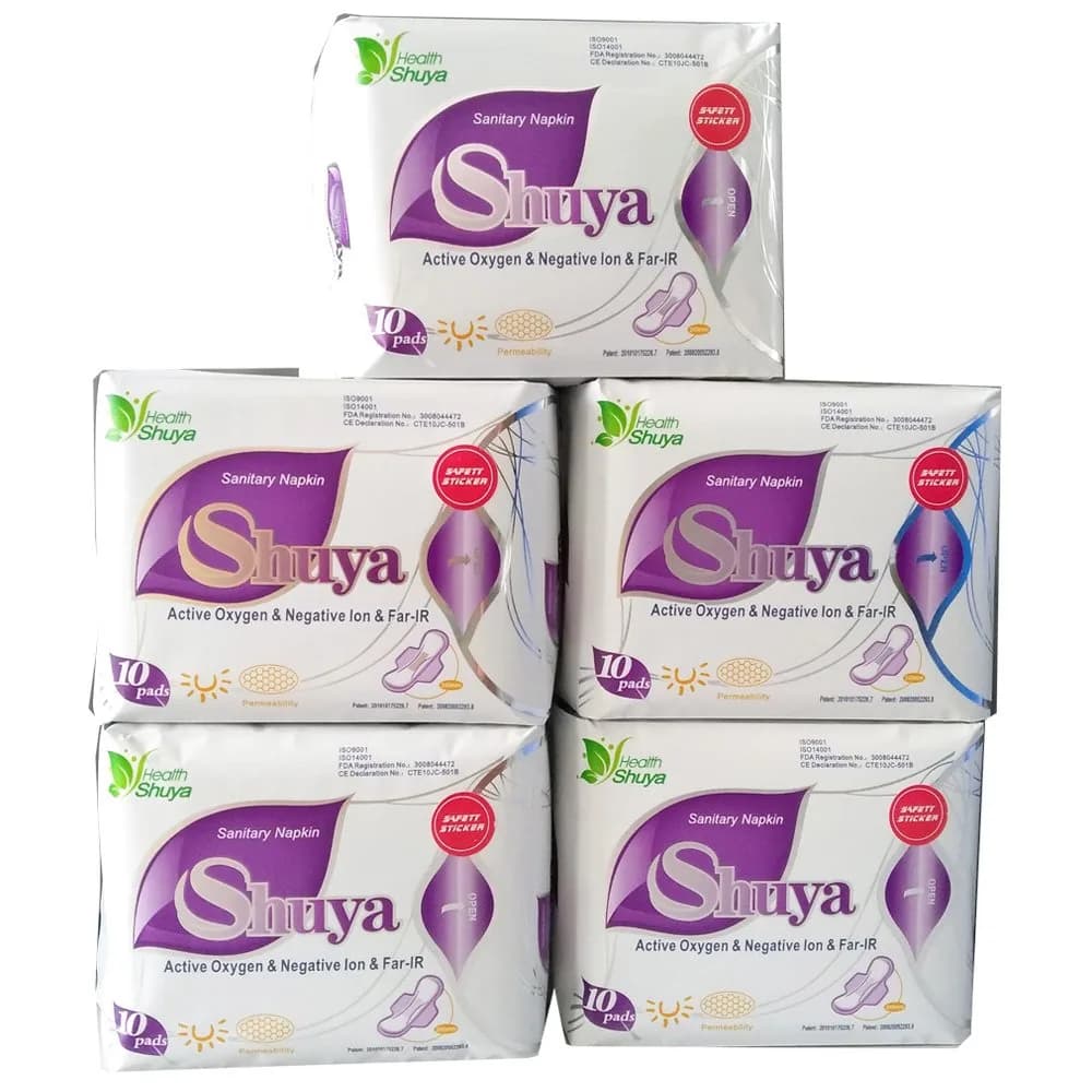SHUYA Ultral Thin Anion Sanitary Pads for Women, 245mm, 50 Count | Mint Herbal Scented, Aluminum Foil Pack