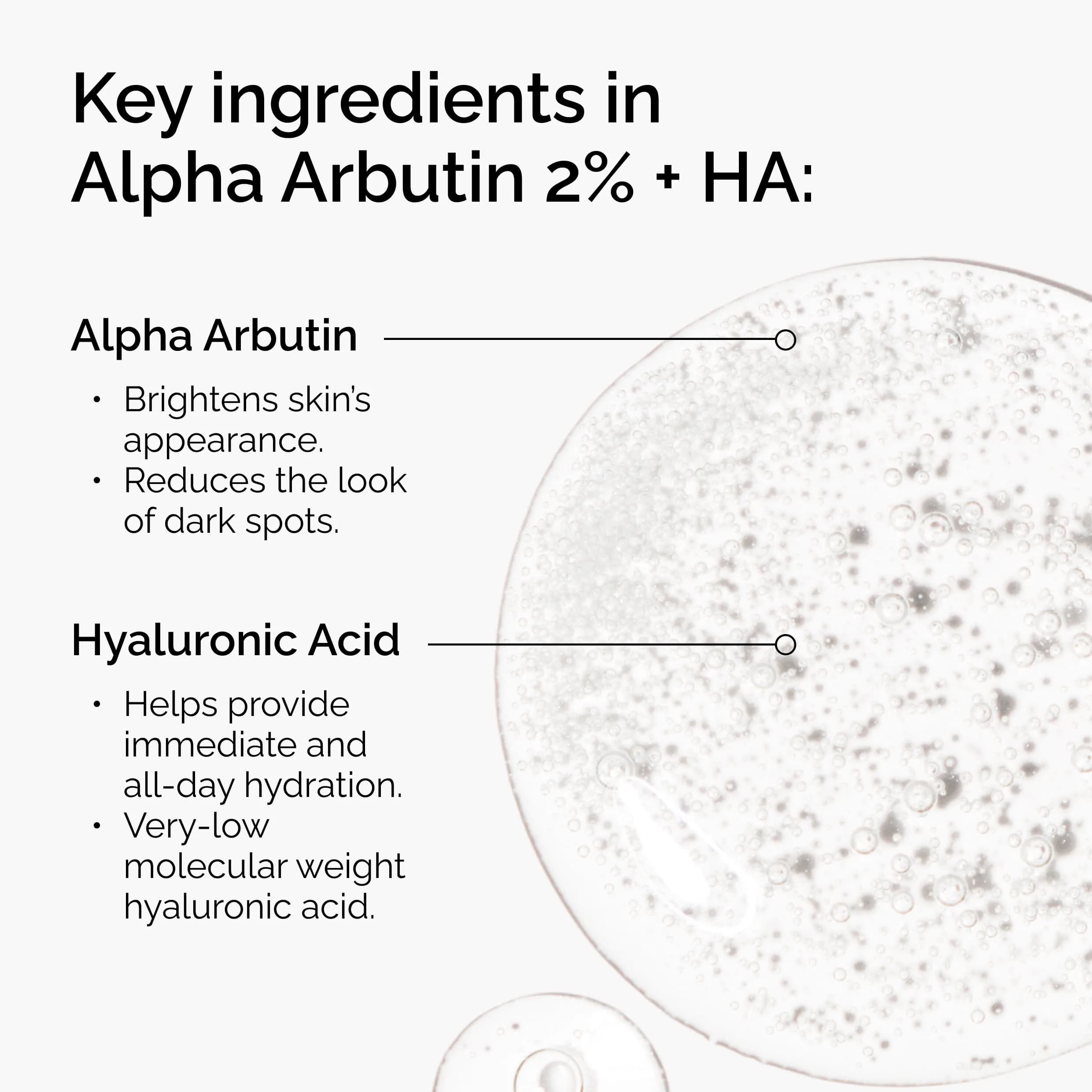 The Ordinary Alpha Arbutin 2% + Hyaluronic Acid Serum 30ml (1 Fl Oz) | Targets Dark Spots & Evens Skin Tone - view 2