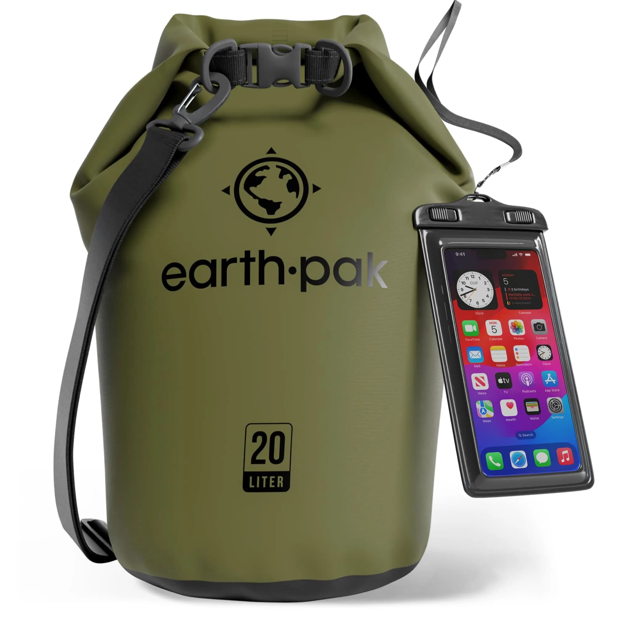 Earth Pak 20L Waterproof Dry Bag | Marine Roll Top Dry Sack for Kayaking