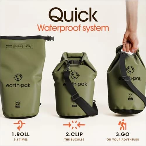 Earth Pak 20L Waterproof Dry Bag | Marine Roll Top Dry Sack for Kayaking thumbnail 5