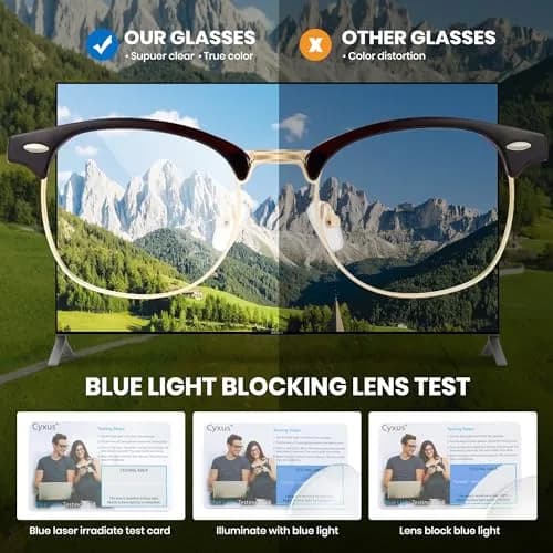 Cyxus Blue Light Glasses Men Semi Rimless Clear Blue Light Glasses for Computer Eye Strain thumbnail 4