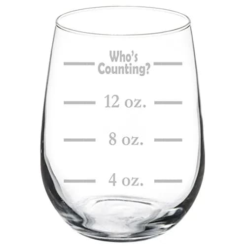 MIP 17 oz Stemless Wine Glass Goblet with Funny Measuring Cup Ounces | Real Glass, Modern Style thumbnail 1