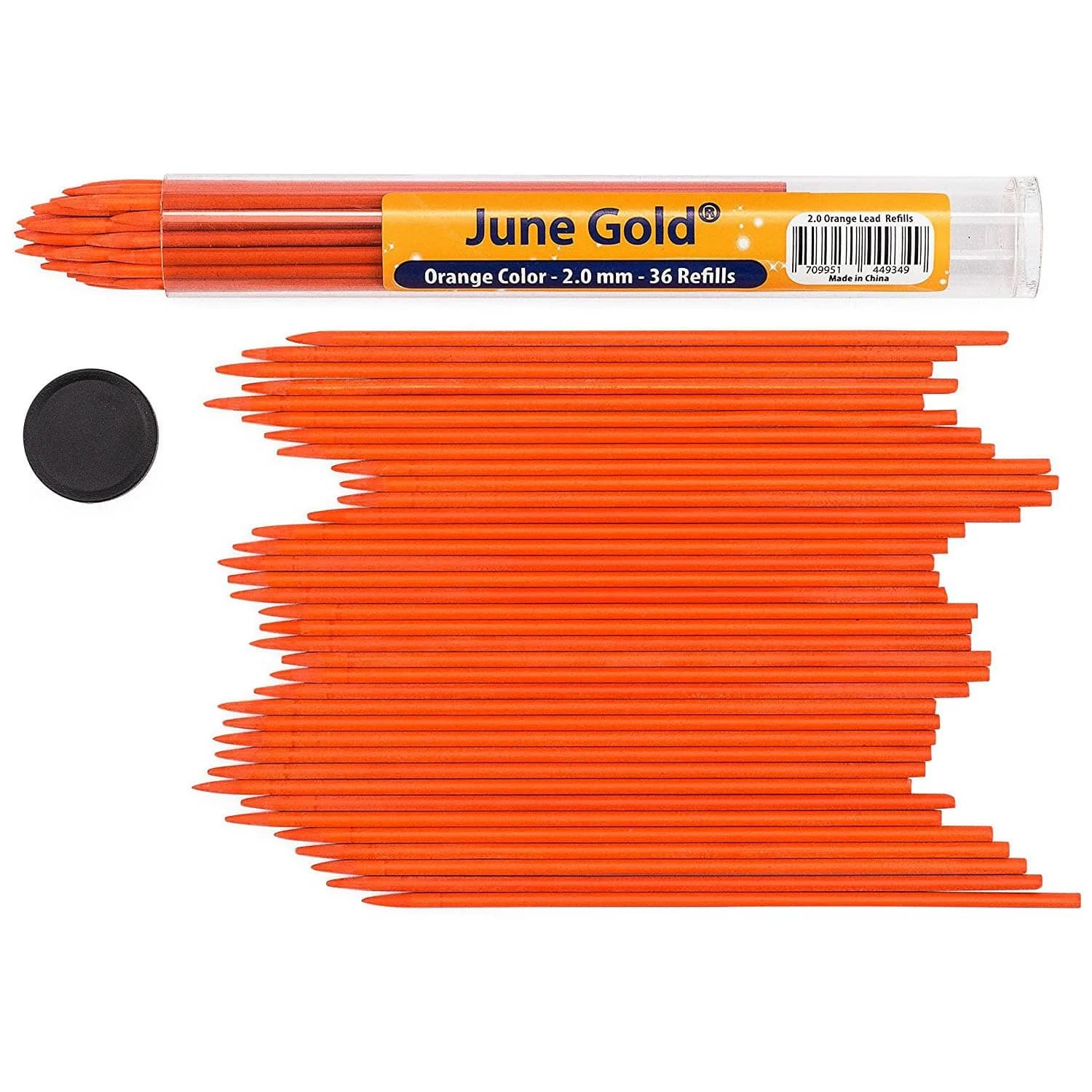 June Gold Carrot #102 Lead Refills 2.0 mm | Heavy Use, Break Resistant, Orange (Carrot #102) — Orange (Carrot #102)