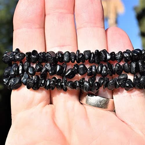 Zenergy Gems Black Tourmaline Crystal Chip Bracelet 7" | Psychic Protection & Healing Energy thumbnail 3