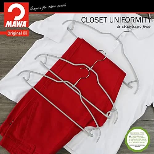 MAWA Silhouette Ultra-Thin Series Non-Slip Clothes Hanger Pack of 10 | Space Saving & Gentle on Clothes thumbnail 6
