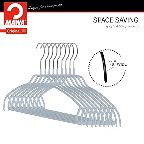 MAWA Silhouette Ultra-Thin Series Non-Slip Clothes Hanger Pack of 10 | Space Saving & Gentle on Clothes thumbnail 7