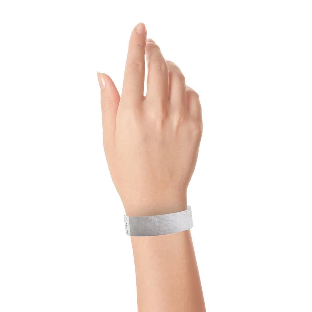 Wristco Metallic Silver Tyvek Wristbands 200 ct. | Tamper-Proof for Events - view 5