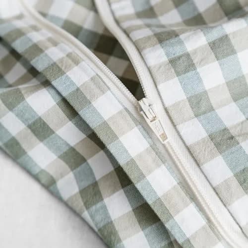SUSYBAO Green Gingham Duvet Cover King Size | Breathable 100% Washed Cotton for All Seasons thumbnail 3