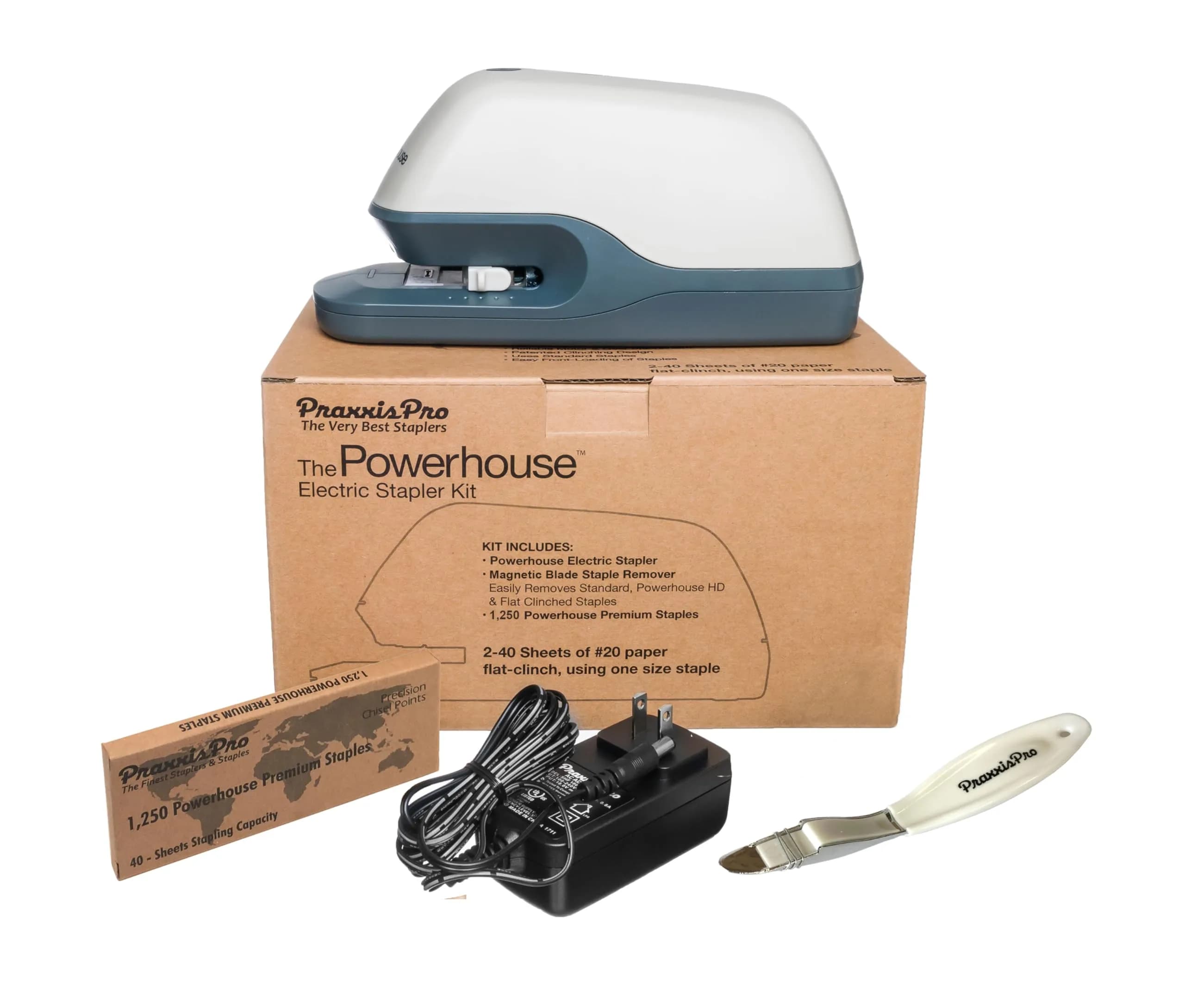 PraxxisPro Powerhouse Electric Stapler 40 Sheet Capacity | Ultra-Quiet Jam-Free Office Stapler
