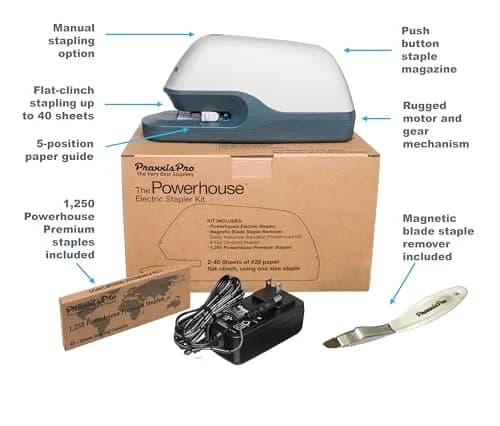 PraxxisPro Powerhouse Electric Stapler 40 Sheet Capacity | Ultra-Quiet Jam-Free Office Stapler thumbnail 2