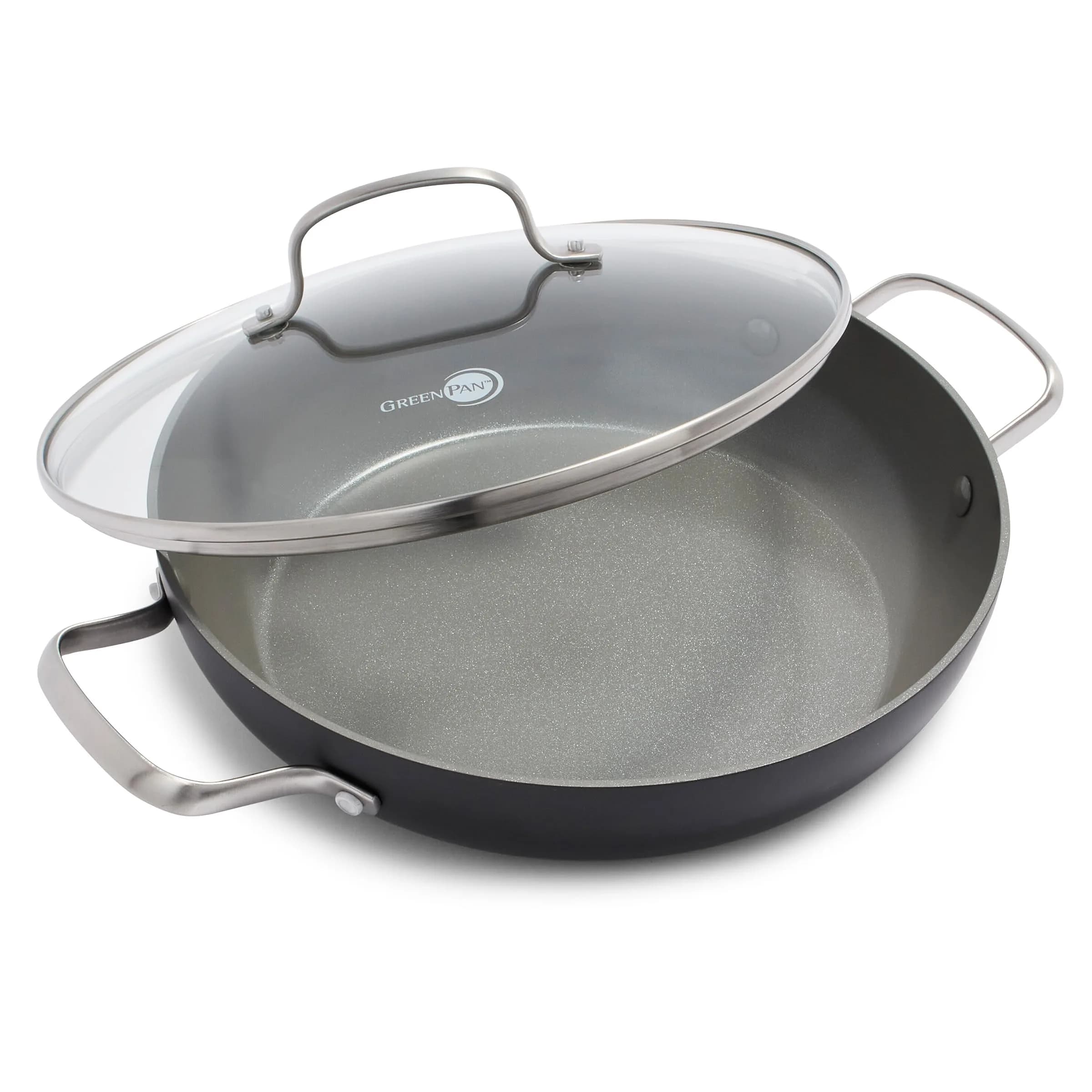 GreenPan Chatham Hard Anodized Ceramic Nonstick 11" Frying Pan with Lid, Gray
