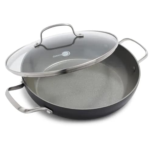 GreenPan Chatham Hard Anodized Ceramic Nonstick 11" Frying Pan with Lid, Gray thumbnail 1